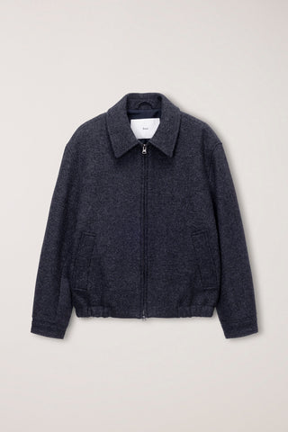 UNISEX COLLARED WOOL BLOUSON CHARCOAL GREY