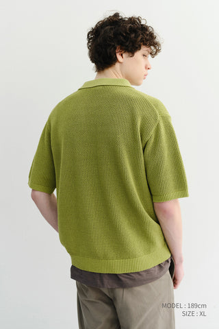 UNISEX CHUNKY POLO KNIT OLIVE