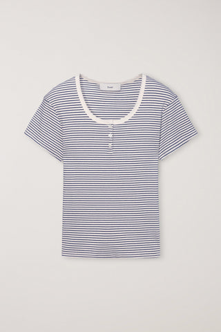 CLASSIC SCOOP NECK TOP BLUE STRIPE