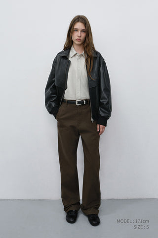 STRAIGHT CHINO SLACKS BROWN