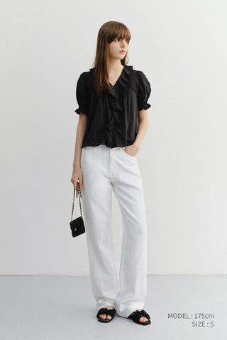 RUFFLE BLOUSE BLACK