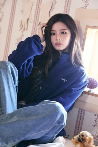[SULLYOON PICK] UNISEX ZIP-UP FLEECE SWEATSHIRT BLUE NAVY
