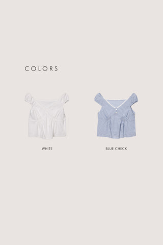 2-WAY SHOULDER BLOUSE BLUE CHECK