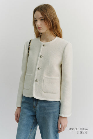 UNISEX CLASSIC BOUCLE TWEED JACKET CREAM