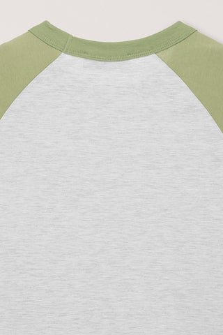 UNISEX RAGLAN T-SHIRT OLIVE GREEN OATMEAL MELANGE