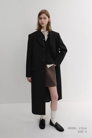 WOOL MINI SKIRT DEEP BROWN