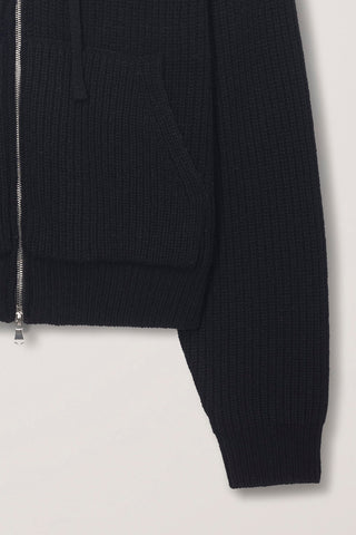 UNISEX HOODED KNIT CARDIGAN BLACK