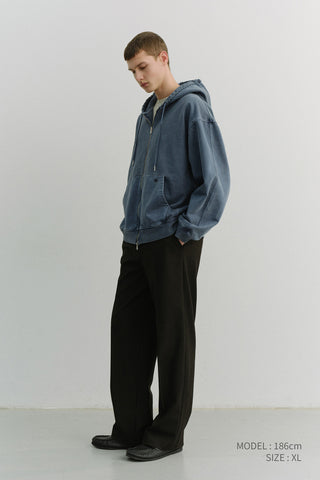 UNISEX GARMENT DYED ZIP-UP HOODIE NAVY