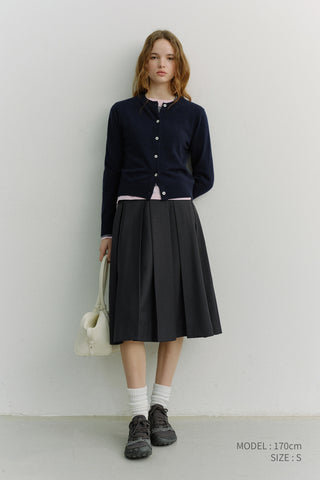 VOLUME PLEATS MIDI SKIRT CHARCOAL GREY