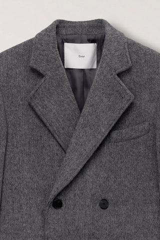 UNISEX LOOSE DOUBLE-BREASTED COAT GREY HERRINGBONE