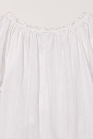 RIBBONED SHIRRING BLOUSE OFF WHITE