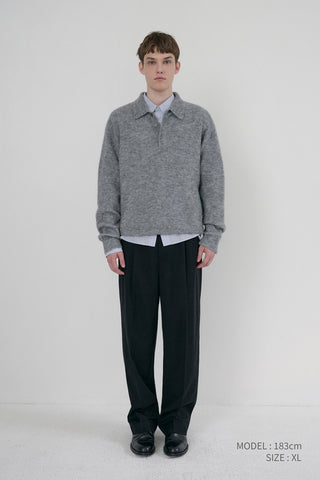 UNISEX HAIRY COLLARED SWEATER MELANGE GREY