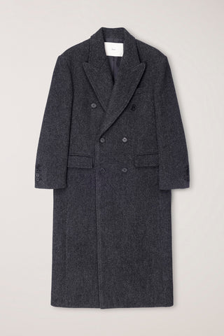 UNISEX TAILORED DOUBLE-BREASTED COAT CHARCOAL GREY PATTERN