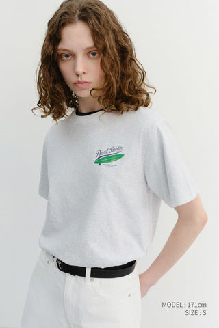 UNISEX SUMMER HOLIDAY SURF BOARD T-SHIRT LIGHT MELANGE GREY