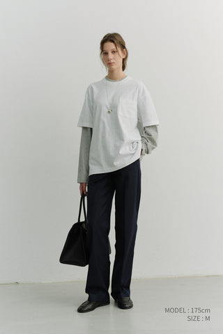 UNISEX LAYERED SET-UP T-SHIRT OFF WHITE MELANGE GREY