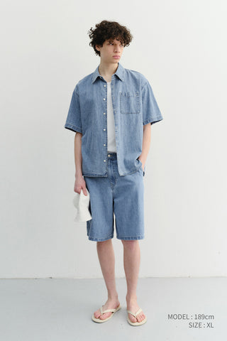 UNISEX LINEN DENIM SHIRT LIGHT BLUE