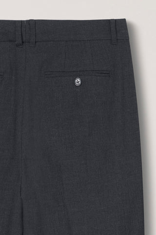 DOUBLE PLEATED WIDE SLACKS CHARCOAL GREY