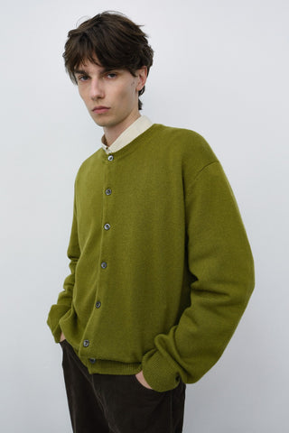 UNISEX CREWNECK KNIT CARDIGAN OLIVE GREEN
