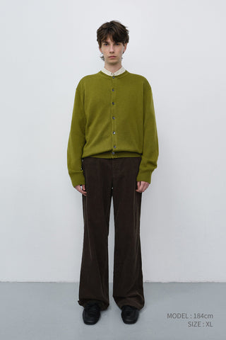 UNISEX CREWNECK KNIT CARDIGAN OLIVE GREEN