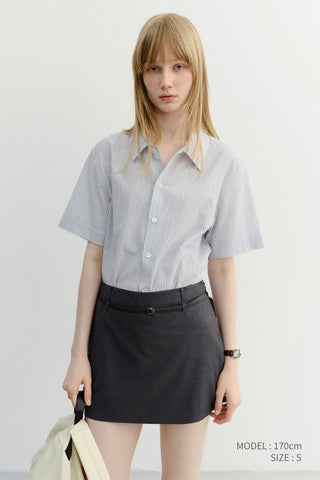 BELTED MINI SKIRT CHARCOAL GREY