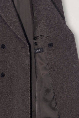 UNISEX LOOSE DOUBLE-BREASTED COAT BROWN MELANGE