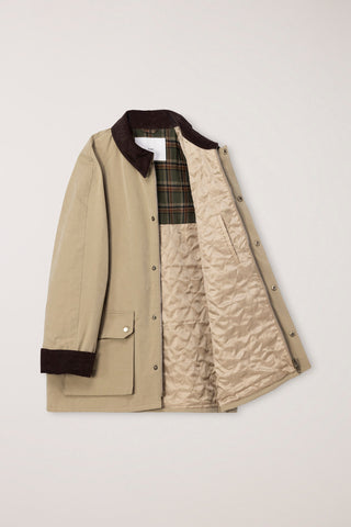UNISEX WAXED COTTON HUNTING JACKET BEIGE