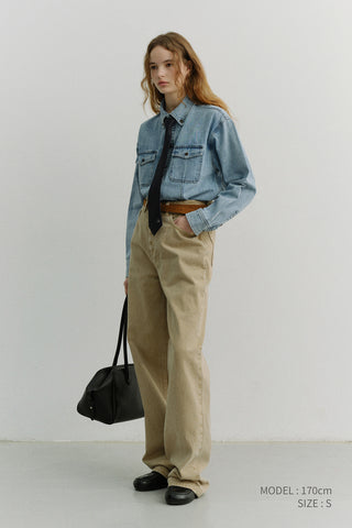 RELAXED WIDE JEANS DYED SAND BEIGE