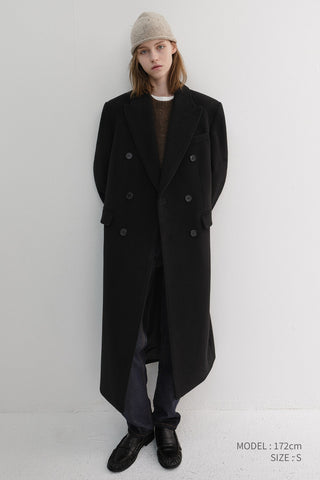 UNISEX TAILORED DOUBLE-BREASTED CASHMERE COAT BLACK