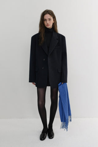 UNISEX LAYERED CASHMERE BLAZER NAVY