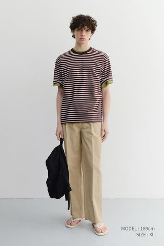 UNISEX STRIPED T-SHIRT BROWN PINK