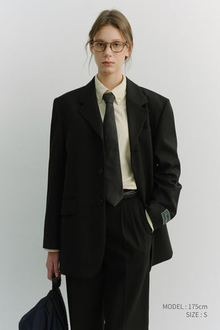 UNISEX 3 BUTTON WOOL BLAZER BLACK
