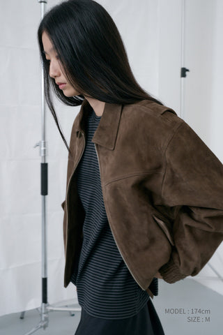 UNISEX REFINED SUEDE BLOUSON TAUPE SUEDE
