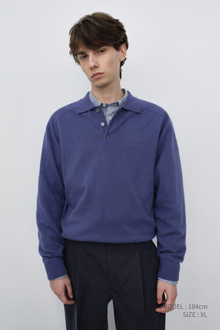 UNISEX COLLARED SWEATER WASHED BLUE