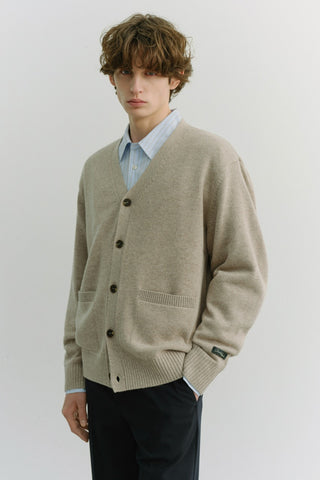 UNISEX BOYFRIEND KNIT CARDIGAN OATMEAL BEIGE