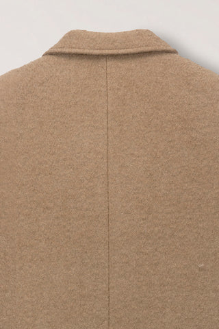 UNISEX 2-WAY 3 BUTTON BOUCLE WOOL COAT CAMEL
