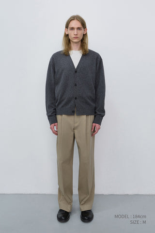DOUBLE PLEATED WIDE CHINO SLACKS BEIGE