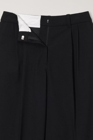 DOUBLE PLEATED SLACKS BLACK