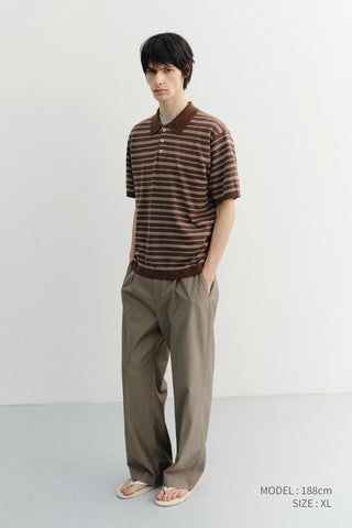 UNISEX STRIPED POLO KNIT BROWN MINT