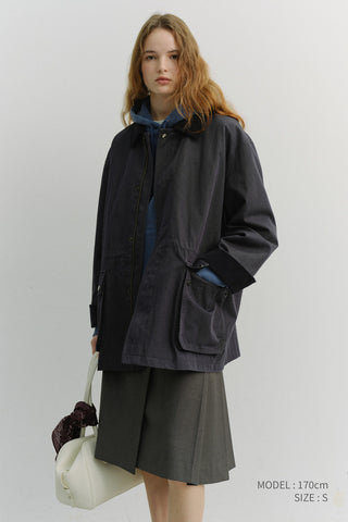 UNISEX COTTON CHORE JACKET INDIGO NAVY