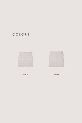 NEEDLEWORK LAYERING SKIRT WHITE