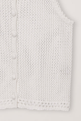 CROCHET BUSTIER KNIT TOP IVORY