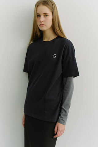 UNISEX LOGO CREASE T-SHIRT FRENCH NAVY
