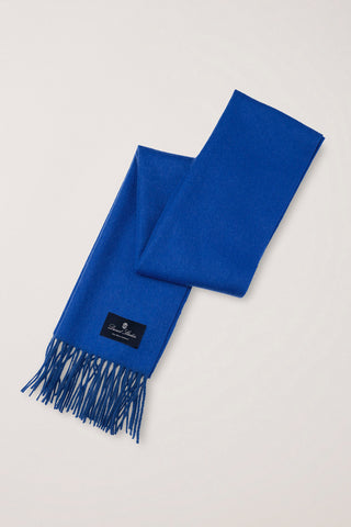 FRINGED CASHMERE MUFFLER KOVALT BLUE