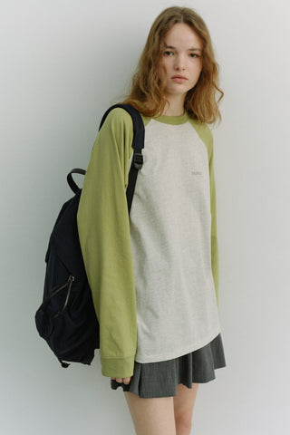 UNISEX RAGLAN T-SHIRT OLIVE GREEN OATMEAL MELANGE