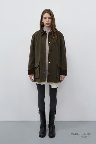 UNISEX WAXED COTTON HUNTING JACKET KHAKI
