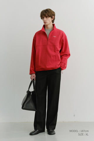 UNISEX RELAXED HALF ZIP-UP SWEATSHIRT RED