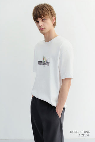 UNISEX APPLIQUE YACHT T-SHIRT OFF WHITE
