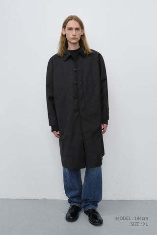 UNISEX H-LINE WOOL MAC COAT BROWN CHECK
