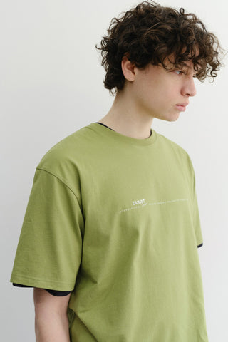 UNISEX MINIMAL LETTERING T-SHIRT OLIVE GREEN