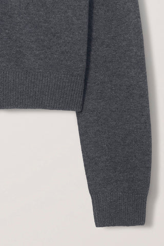 UNISEX COLLARED KNIT CARDIGAN MELANGE GREY
